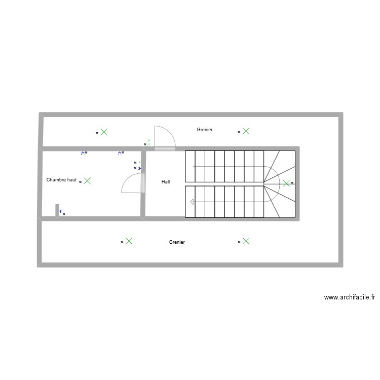 Orient Etage. Plan de 3 pièces et 27 m2