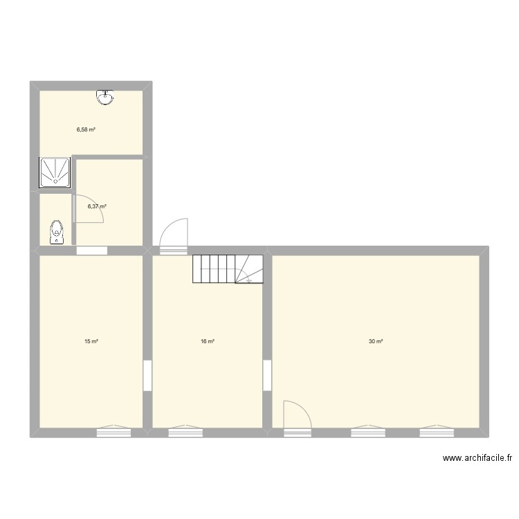 Maison . Plan de 5 pièces et 74 m2