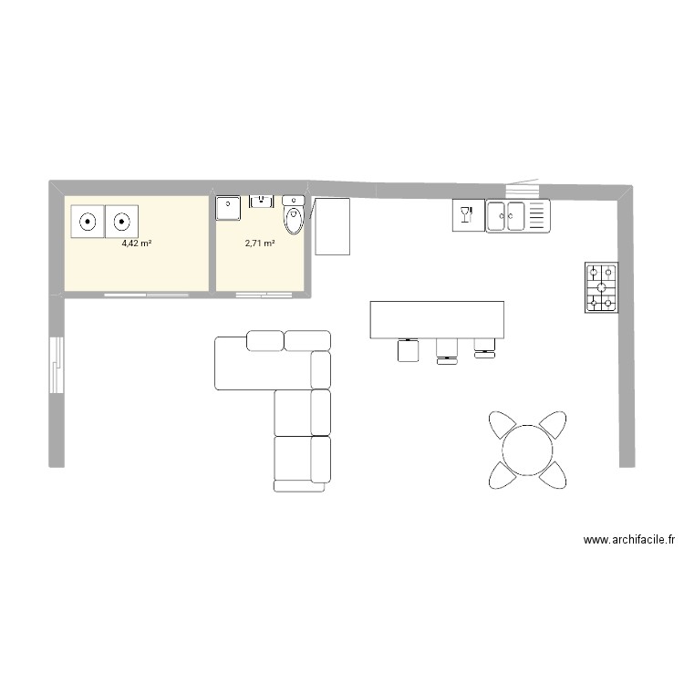 Pool Housse Aubiet. Plan de 7 pièces et 47 m2