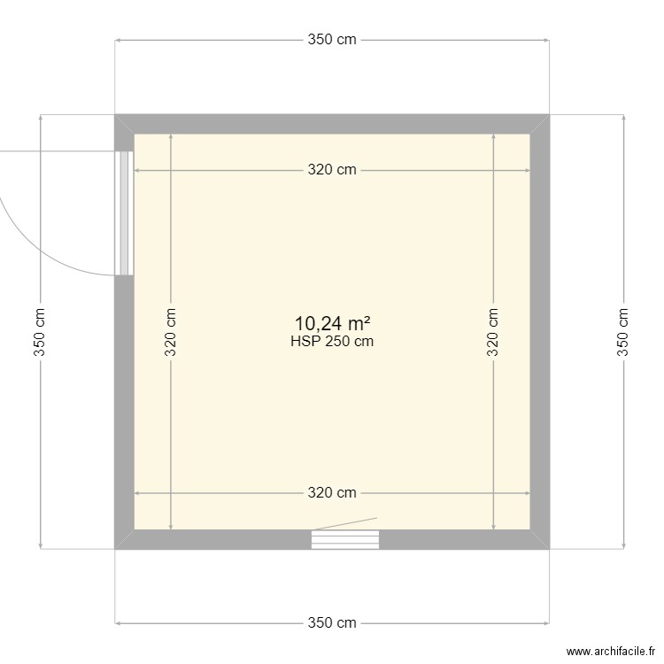 Rez de chaussé. Plan de 1 pièce et 10 m2