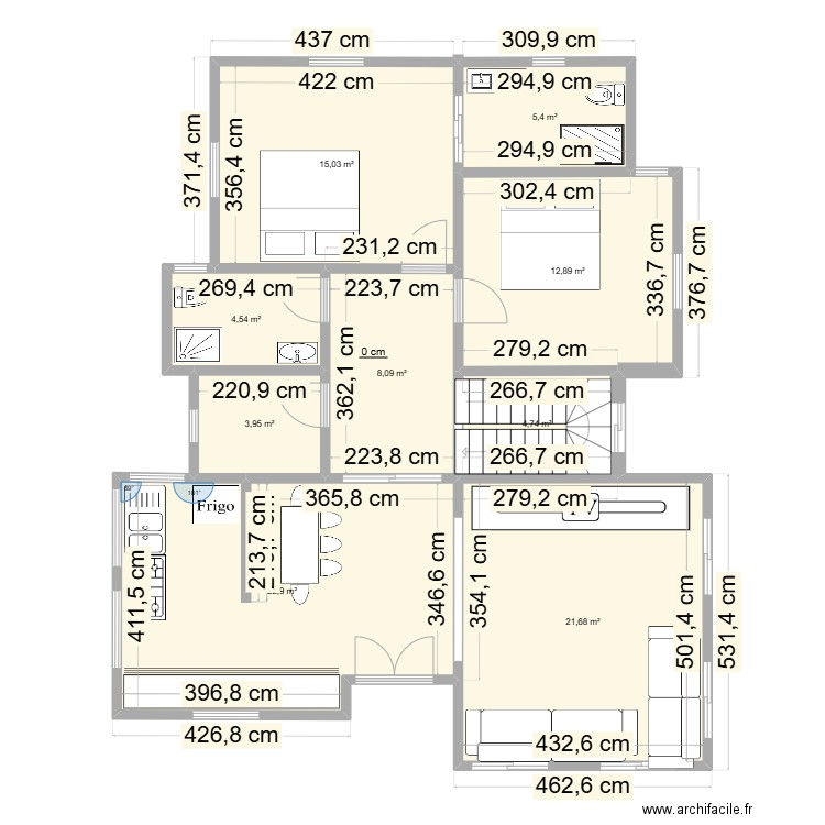 maison plant n2. Plan de 9 pièces et 99 m2