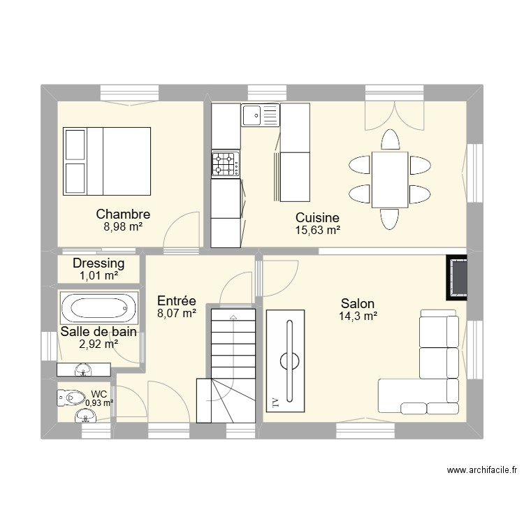 RDC CHAUMONT GISTOUX. Plan de 7 pièces et 52 m2