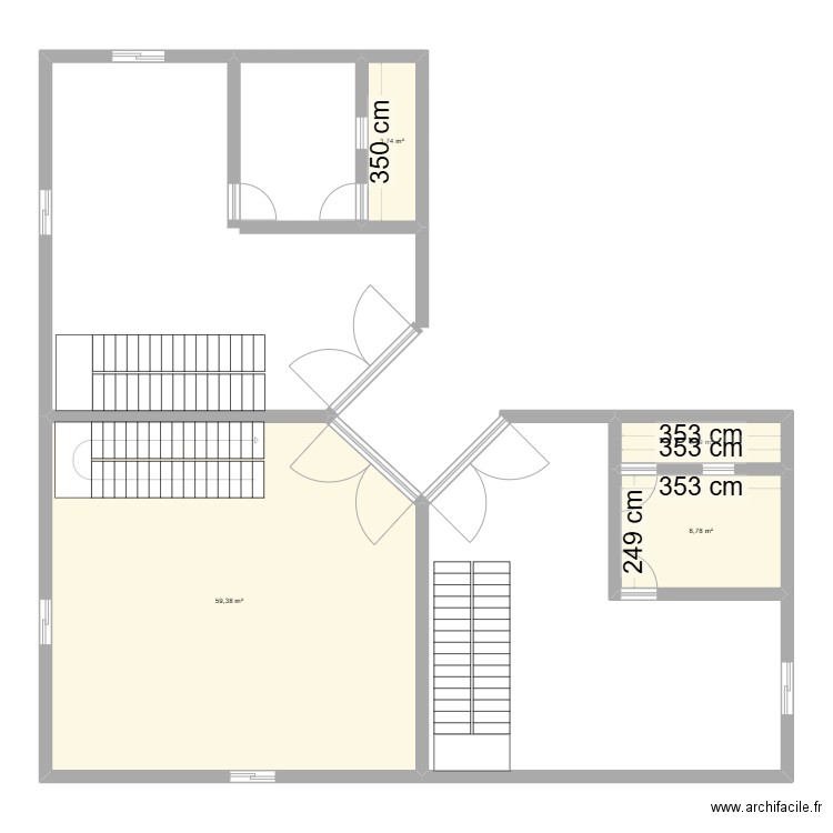 Eloumden. Plan de 4 pièces et 75 m2