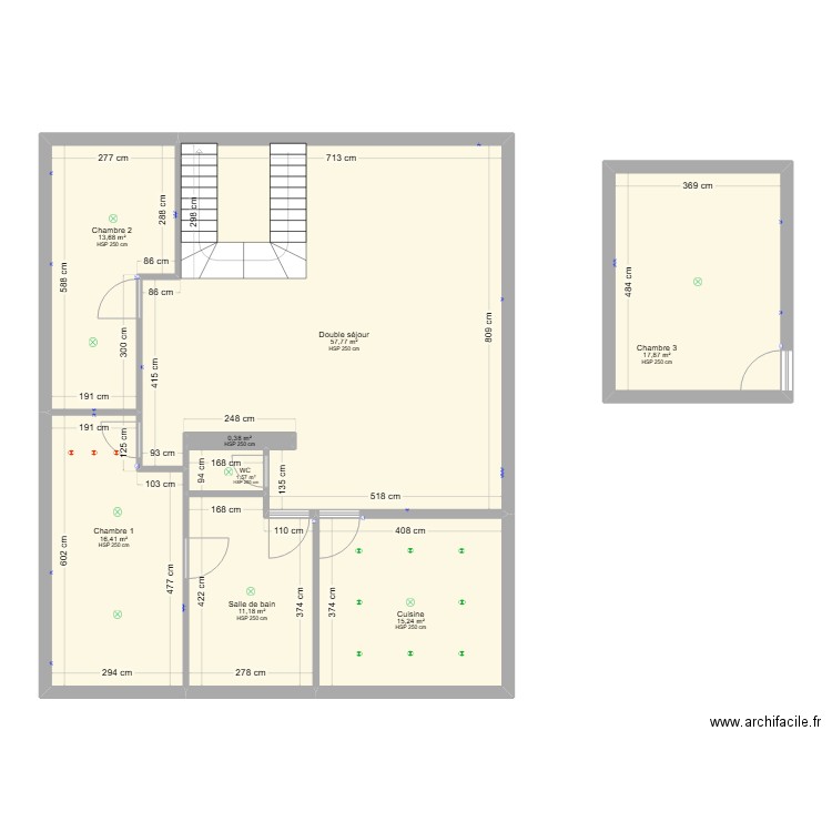 chamoule. Plan de 8 pièces et 134 m2