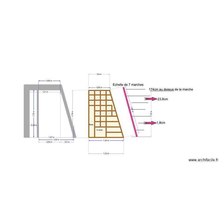 sous l'escalier de Cauterets. Plan de 22 pièces et 2 m2