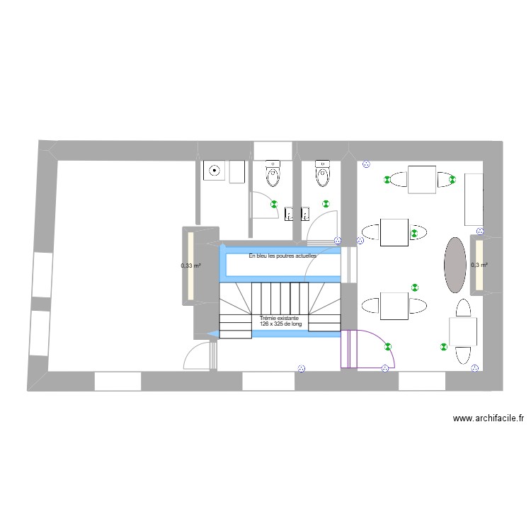 plan1 GB2. Plan de 2 pièces et 1 m2