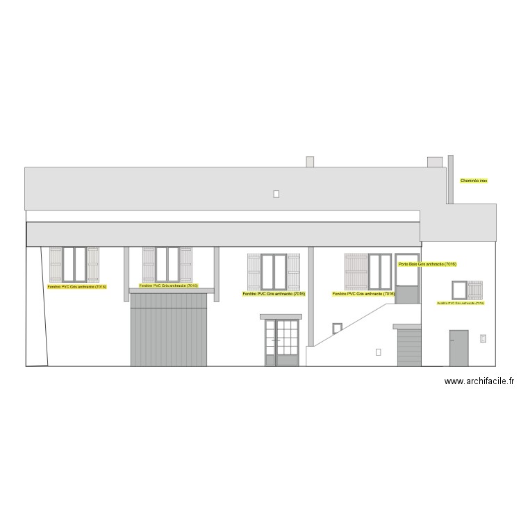 Facade Sud apres . Plan de 0 pièce et 0 m2