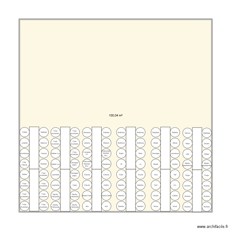 voizinzins. Plan de 1 pièce et 100 m2