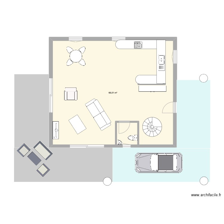 Projet 1 - Maison 3 - RDC. Plan de 1 pièce et 66 m2