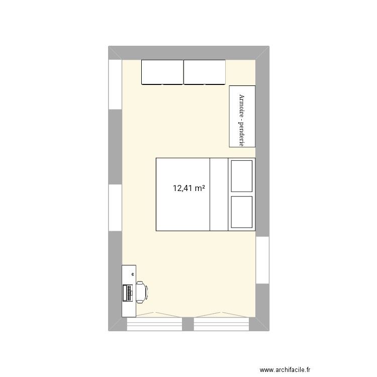 Chambre. Plan de 1 pièce et 12 m2