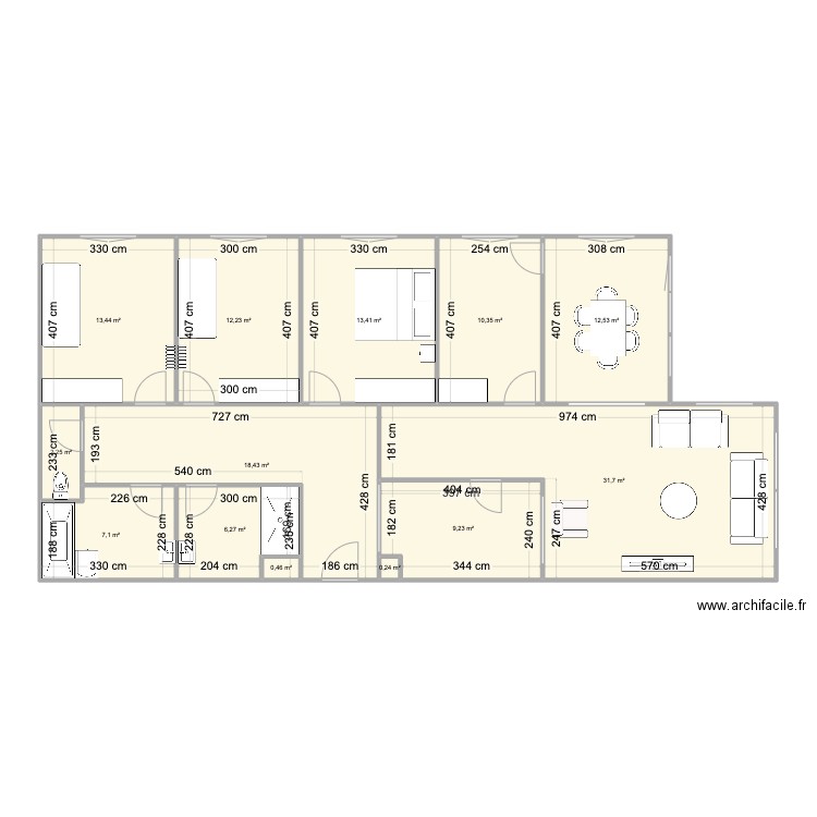 assistante maternelle. Plan de 13 pièces et 138 m2