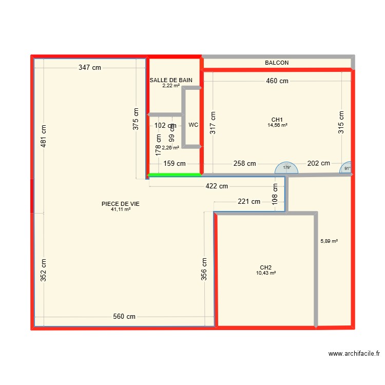 Projet tonton. Plan de 8 pièces et 79 m2