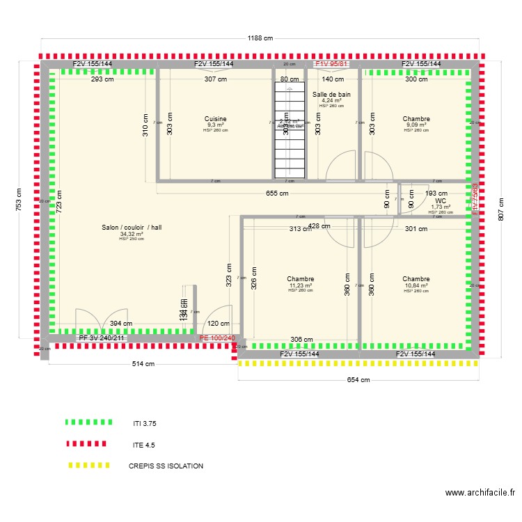 RIGAULT PATRICIA. Plan de 8 pièces et 83 m2