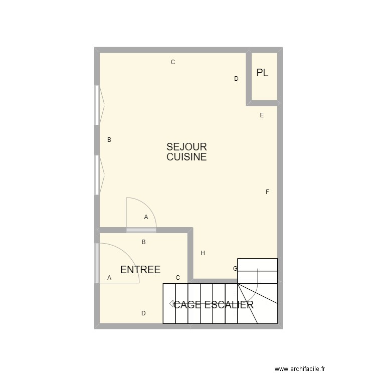 RDC LANGLADE. Plan de 4 pièces et 19 m2