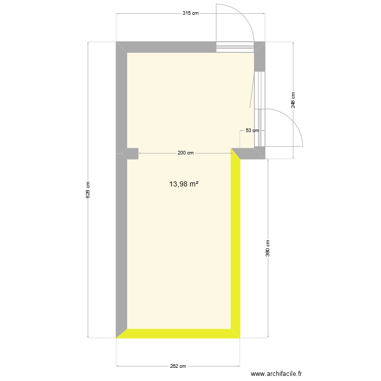 Cabinet dentaire. Plan de 1 pièce et 14 m2