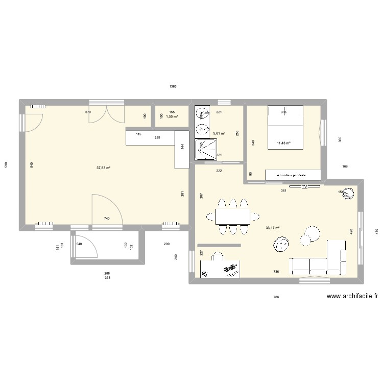 Ext Laennec 2. Plan de 5 pièces et 90 m2