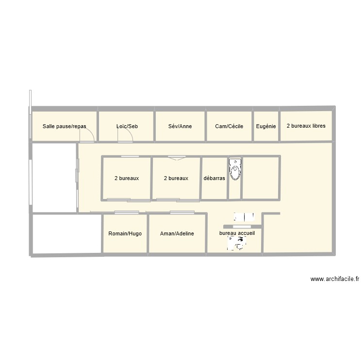 fauville 2. Plan de 14 pièces et 46 m2