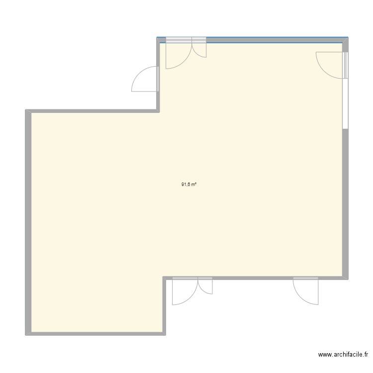 salle. Plan de 1 pièce et 92 m2