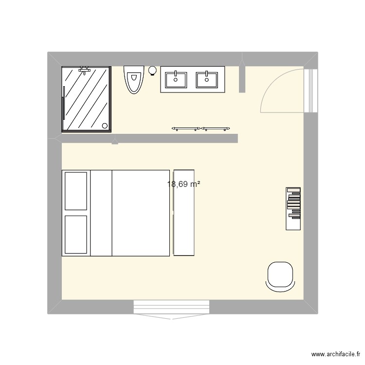 manxa 8. Plan de 1 pièce et 19 m2