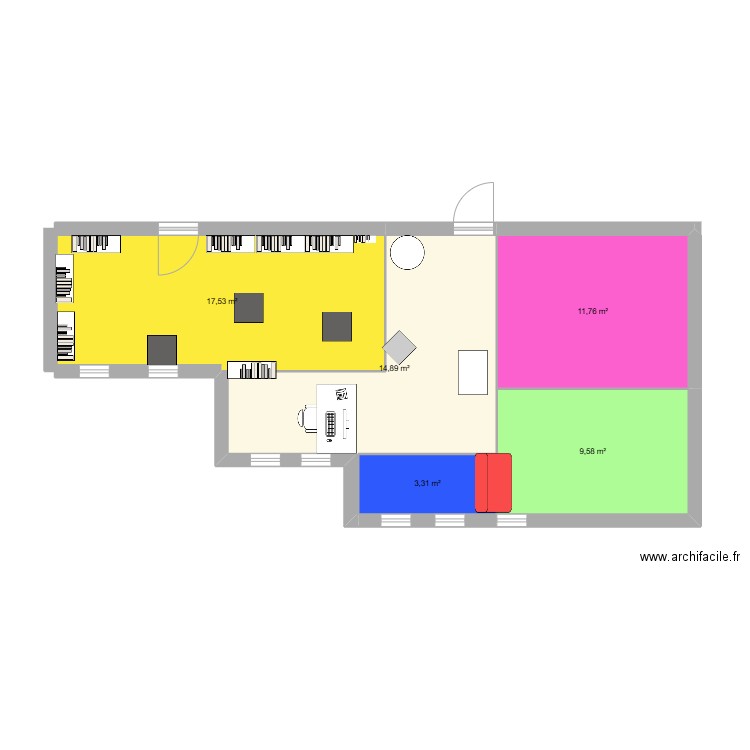 ludo grigny. Plan de 5 pièces et 57 m2