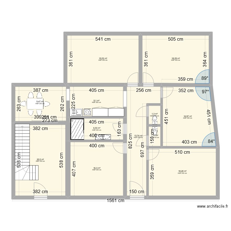 kots rez equipe . Plan de 16 pièces et 431 m2