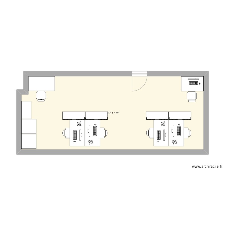 Bureau Boulot. Plan de 1 pièce et 37 m2