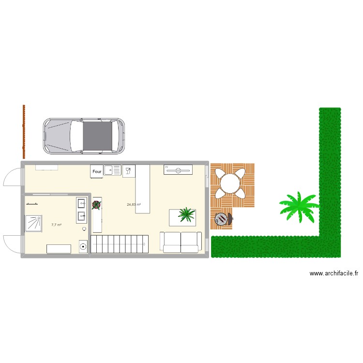 Géroménil. Plan de 2 pièces et 33 m2