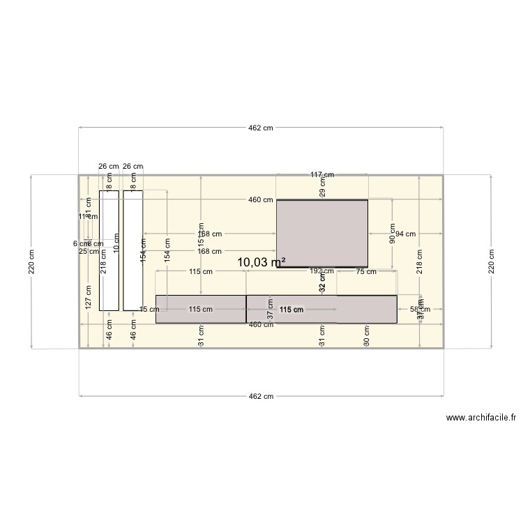 Mur2. Plan de 1 pièce et 10 m2