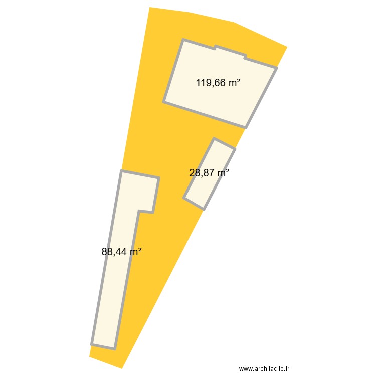 cadastre. Plan de 3 pièces et 237 m2