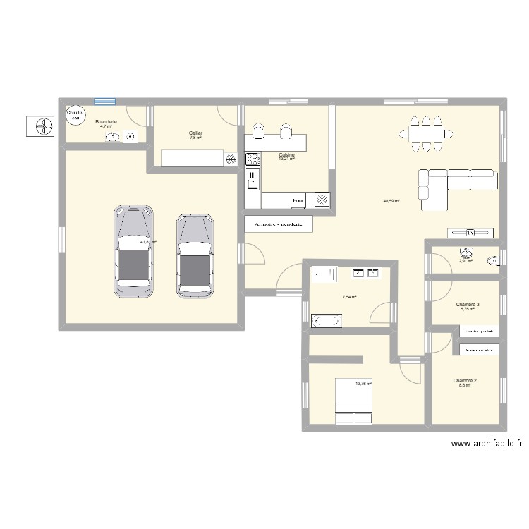 Projet maison V2. Plan de 10 pièces et 154 m2