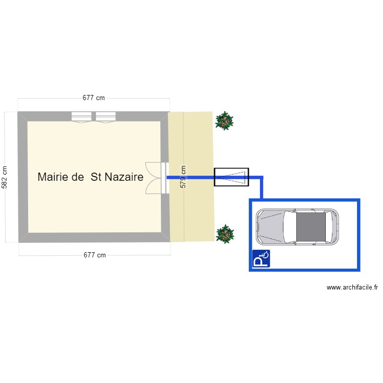 Mairie St Nazaire. Plan de 1 pièce et 30 m2