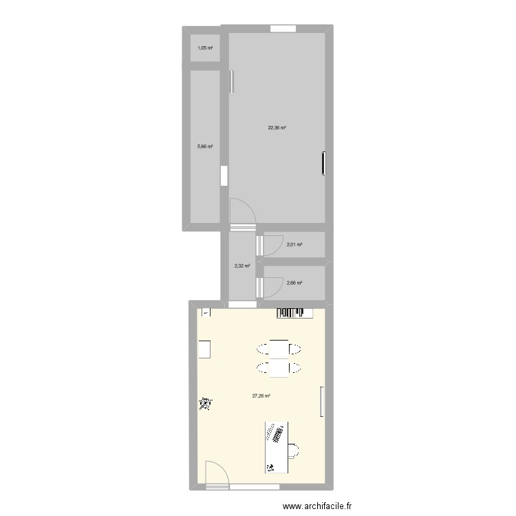 plan 3. Plan de 7 pièces et 63 m2