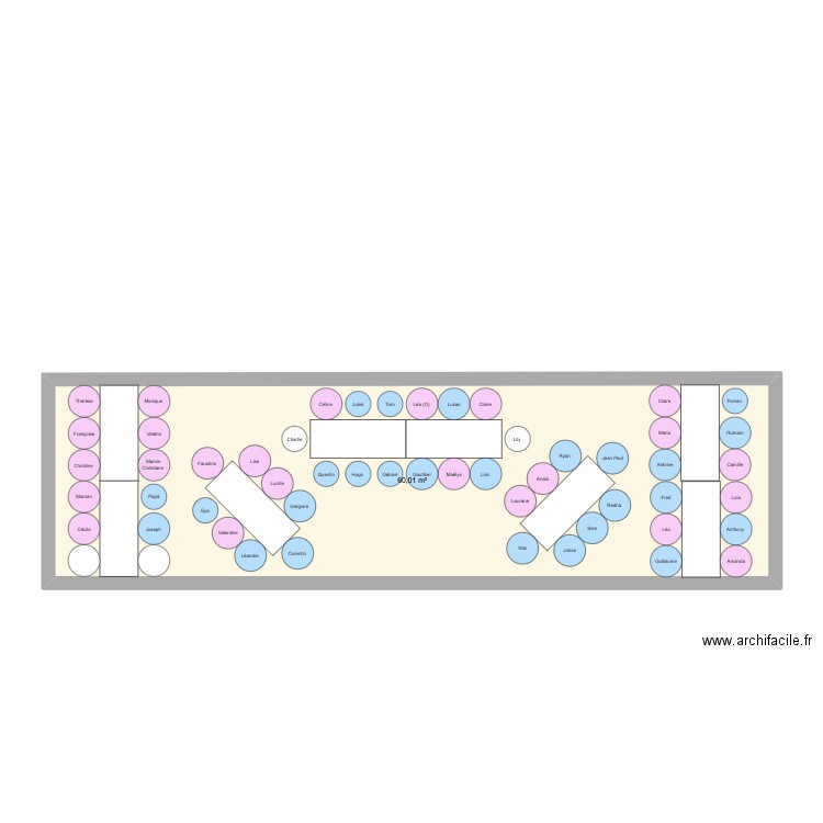 Plan de table . Plan de 1 pièce et 60 m2