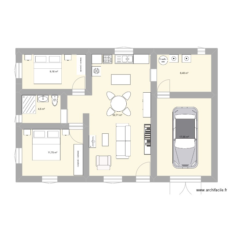 plan Fuste 110 m2 EXT. Plan de 6 pièces et 84 m2