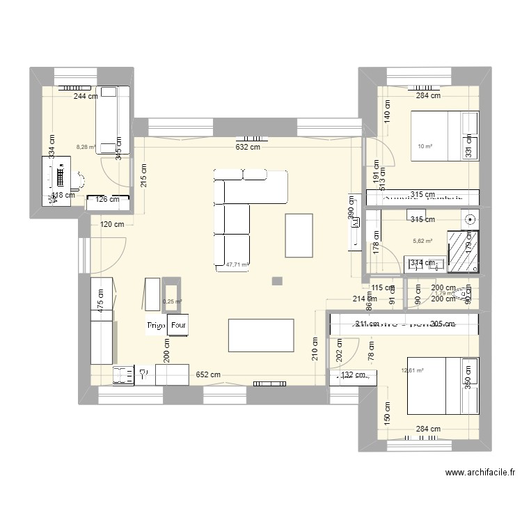 V2 2. Plan de 7 pièces et 87 m2