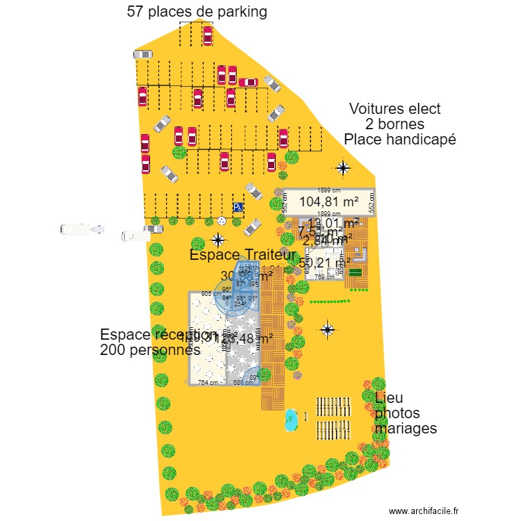 Cadastre St Eloy - Salle réception avec extension aménagé. Plan de 9 pièces et 497 m2