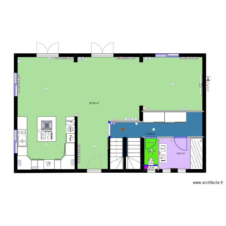 ARIVELO - plan projeté. Plan de 5 pièces et 82 m2