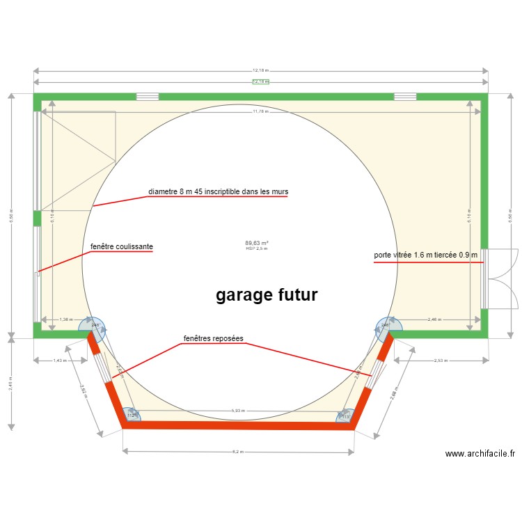 garage alternative. Plan de 1 pièce et 90 m2