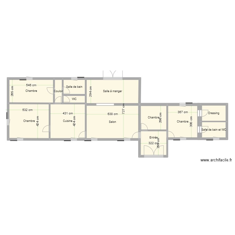 Lalandelle Maison 1. Plan de 13 pièces et 155 m2