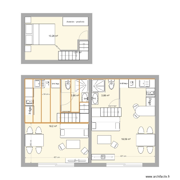 appart etudiants mezza. Plan de 6 pièces et 58 m2