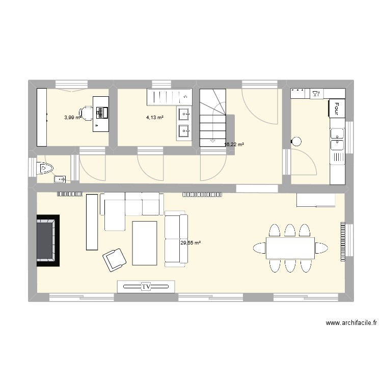 Maison loulz. Plan de 4 pièces et 54 m2