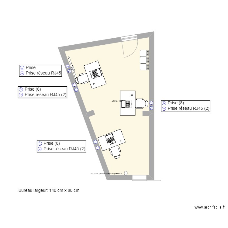 Surface commerciale v2. Plan de 1 pièce et 26 m2