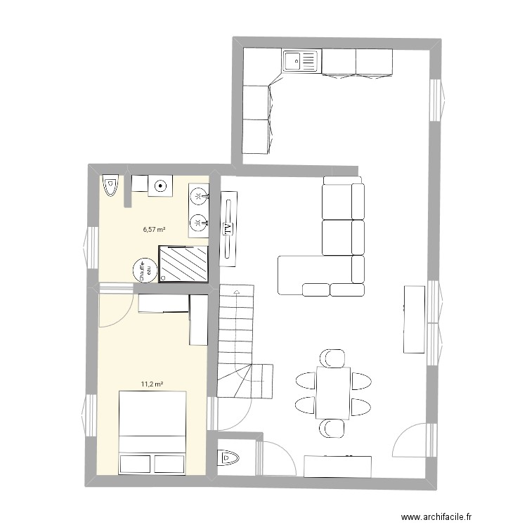 Maison . Plan de 2 pièces et 18 m2