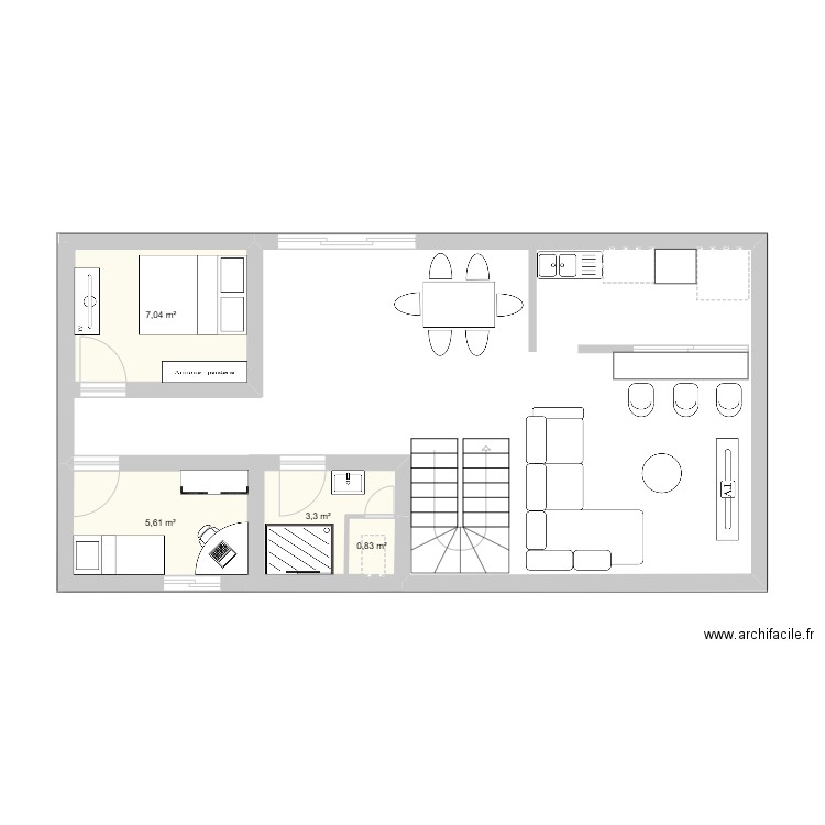 Projet moramanga. Plan de 4 pièces et 17 m2