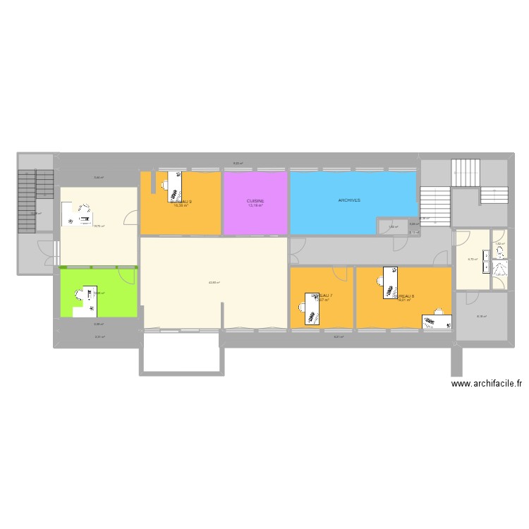 Mairie Etage - Projet 2. Plan de 22 pièces et 251 m2