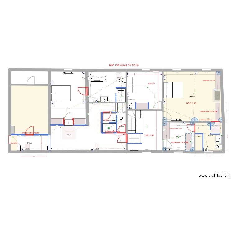 bejmat. Plan de 9 pièces et 80 m2