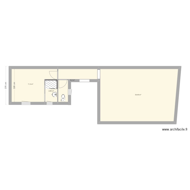 annexe langrune. Plan de 4 pièces et 59 m2