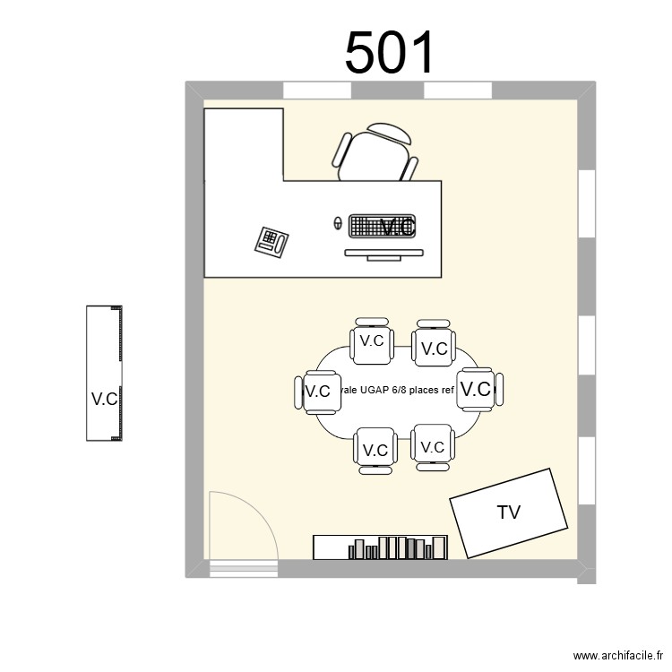 Bureau 501 - V.CARRE. Plan de 1 pièce et 24 m2