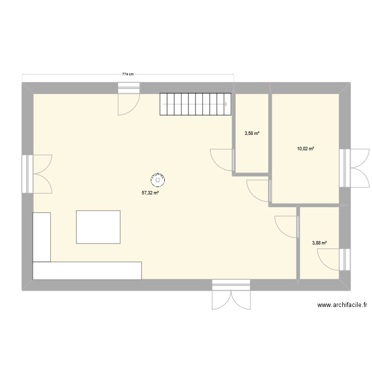 V2 prault. Plan de 4 pièces et 75 m2