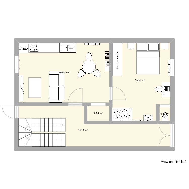 Cannet - RDC. Plan de 5 pièces et 54 m2